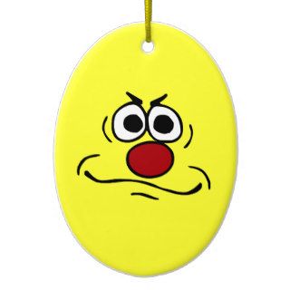 Annoyed Smiley Face Grumpey Ornament