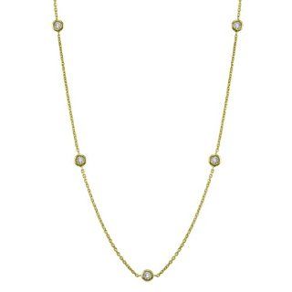 14k Yellow Gold Diamond Station Necklace (1/2 cttw, H I Color, I1 Clarity), 18": Chain Necklaces: Jewelry