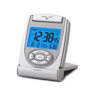 Global Atomic Travel Alarm Clock Digital Multi Band World Radio Controlled RC339EL Silver Electronics