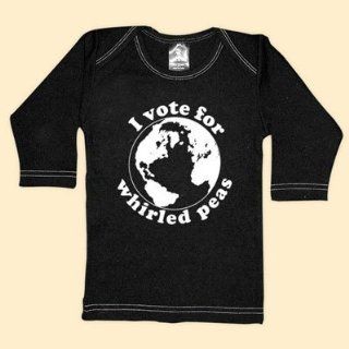 Rebel Ink Baby 379ls612   I Vote For Whirled Peas   Black Long Sleeve T Shirt   6 12 Months: Infant And Toddler T Shirts: Clothing