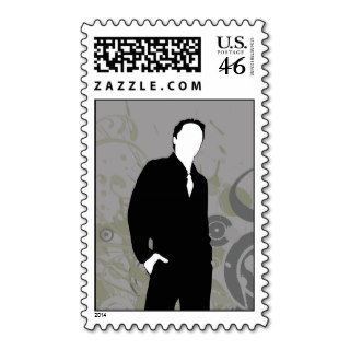 groomsman  elegant silhouette  postage stamp