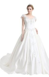Biggoldapple A Line V neck Chapel Train Wedding Dress Crystal 383 at  Womens Clothing store