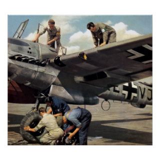 WWII Luftwaffe Ground Crew + ME 110 Poster