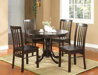 3 PC Round Kitchen Dinette Table Set And 2 Chairs  Black Wanut Home & Kitchen