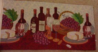 Tapestry Table Runner 13" X 54" Wine Bottle, Grapes, Wine Glasses, Plates of Cheese : Other Products : Everything Else