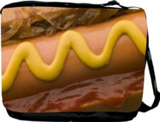Rikki KnightTM Hot Dog with Fried Onions Messenger Bag   Shoulder Bag   School Bag for School or Work: Clothing