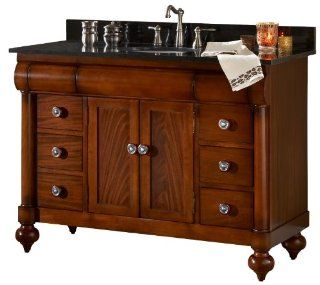 Kaco international 348 4800 GN John Adams 48 Inch Vanity in a Brown Cherry Sherwin Williams Finish and Green Granite Top: Home Improvement