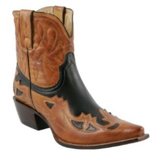 LUCCHESE Charlie 1 Horse Womens Western Cowboy Boots Shoes Leather Ankle Demi Black/Tan: Shoes