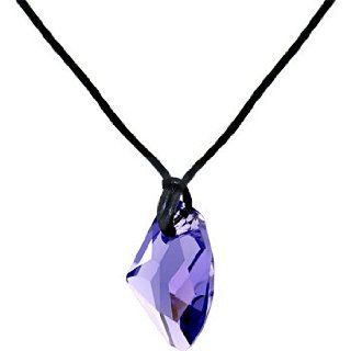 Handcrafted Tanzanite Avant Garde Leather Necklace MADE WITH SWAROVSKI ELEMENTS: Pendant Necklaces: Jewelry