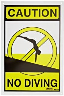 National Stock Sign SW 20 No Diving Caution Sign, 12 by 18 Inch : Swimming Pool Signage : Patio, Lawn & Garden