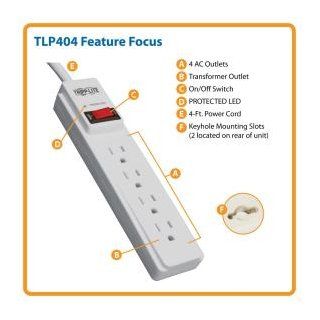 Tripp Lite TLP404 Surge Protector Strip 120V 4 Outlet 4ft Cord 450 Joule: Computers & Accessories