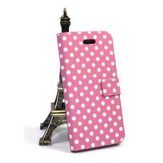 Pink Fashion Polka Dots FOLIO Wallet LEATHER CASE Cases COVER for IPHONE 5 5G 5th 2012 NEWEST DESING FASHION FOR IPHONE 5: Cell Phones & Accessories
