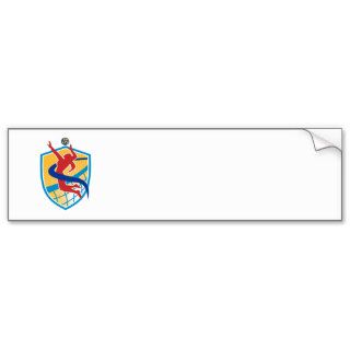 Volleyball Player Spiking Ball Shield Bumper Sticker