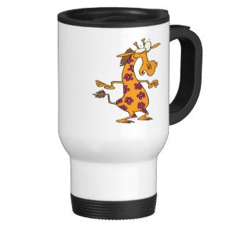 cute silly flower spots giraffe cartoon coffee mug