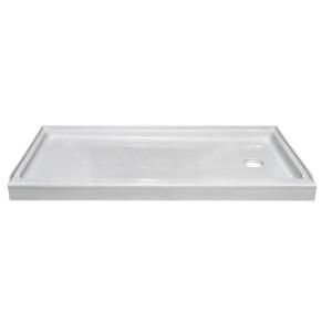 Lyons Industries Elite 54 in. x 27 in. Single Threshold Shower Base with Right Drain in White LEB015427R