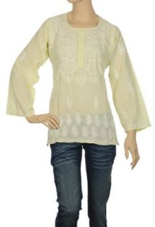 Cotton Casual Wear Kurta Top Tunic Embroidery Work Size S: World Apparel: Clothing
