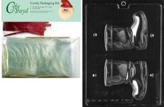Cybrtrayd MdK25R C423 Santa Boot 3D Christmas Chocolate Mold with Packaging Kit, Medium: Candy Making Molds: Kitchen & Dining