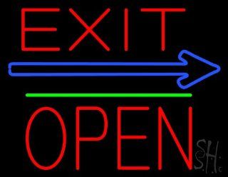 Exit Block Open Green Line Neon Sign 24" Tall x 31" Wide x 3" Deep : Business And Store Signs : Office Products