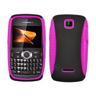 Soft Skin Case Fits Motorola WX430 Theory Hybrid Case Hot Pink TPU Black Hard Cover Boost Mobile: Cell Phones & Accessories