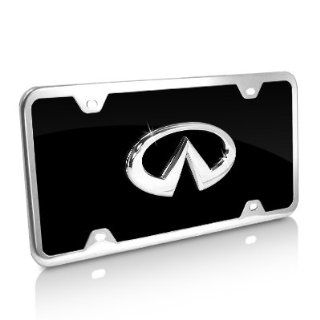 Infiniti 3D Logo Black Acrylic License Plate with Chrome Frame Kit: Automotive