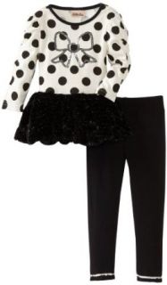 Little Lass Girls 2 6x 2 Piece Dressy Set With Dots, Black, 3T Clothing