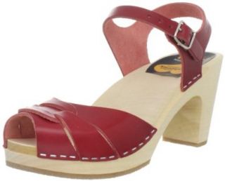 swedish hasbeens Women's 432 Sandal,Red,11 M US Shoes