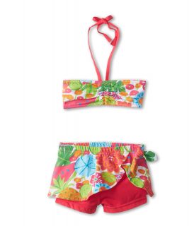 le top Aloha! Bandeau Bikini with Sarong Skirt Girls Swimwear Sets (Pink)