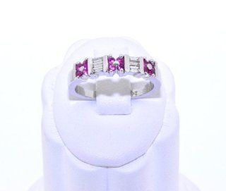 18K White Gold Diamond/Ruby Ring Jewelry