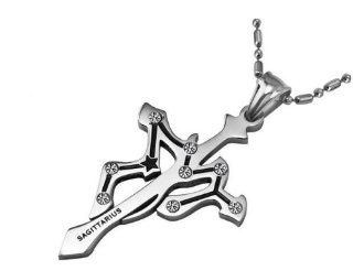His or Hers Asian Style Sagittarius Sword Shape Titanium CZ Pendant Necklaces in a Nice Gift Box GX435 SHE: Jewelry