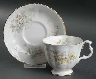 Royal Albert Haworth Footed Cup & Saucer Set, Fine China Dinnerware   White Flow
