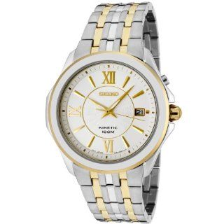 Seiko Men's SKA436 Kinetic Ivory Dial Two Tone Stainless Steel Watch: Watches
