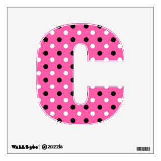 Pink Black White Polka Dots Wall Decal   Letter C