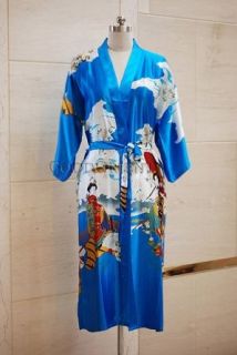 Japanese Geisha Style Sleeping Robe   Sky Blue   size 16 Clothing