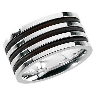 Sterling Silver And Rubber Fashion Ring: Jewelry