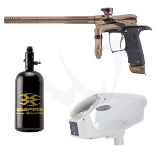 Dangerous Power G5 Brown Paintball Gun + Empire 48/3000 HPA Tank + Halo Too White Hopper Loader : Paintball Gun Packages : Sports & Outdoors