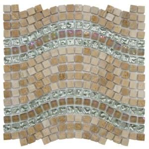 Merola Tile Tessera Wave Venus 11 3/4 in. x 12 1/4 in. x 8 mm Glass and Stone Mosaic Wall Tile GSDTWVVN