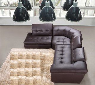 J&M Furniture 397 Full Chocolate Brown Italian Leather Sectional Sofa With Adjustable Headrests   Brown Italian Leather Couch