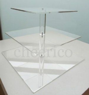 Cheerico   3 Tier Large Square Pole Wedding Acrylic Cupcake Stand Tree Tower Cup Cake Display Dessert Tower: Serveware: Kitchen & Dining