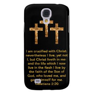 Three Golden Crosses with Scripture Phone Case Samsung Galaxy S4 Case