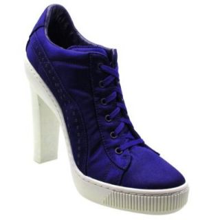 Sergio Rossi for PUMA SR A02320 MTEZ12 5100 440 Deep Purple Satin High Heel Sneakers (36 W EU) Shoes
