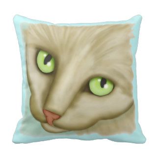 Pet Me? Tan Tabby Cat Face Pillow