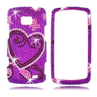 Talon Full Diamond Bling Phone Shell for LG VS740 Ally   US Cellular/Verizon   1 Pack   Retail Packaging   Purple Heart: Cell Phones & Accessories