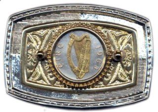 24k Gold on Sterling Silver World Coin Belt Buckle   Irish Penny "Harp": Everything Else
