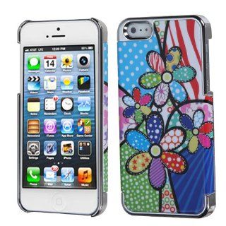 Fits Apple iPhone 5 Hard Plastic Snap on Cover Patchwork Flowers/Silver Plating MyDual Back AT&T, Cricket, Sprint, Verizon Plus A Free LCD Screen Protector (does NOT fit Apple iPhone or iPhone 3G/3GS or iPhone 4/4S): Cell Phones & Accessories