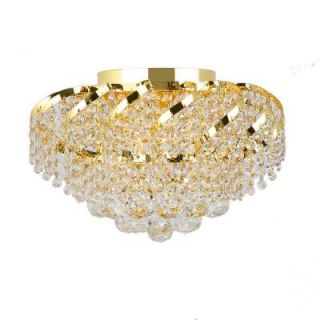Worldwide Lighting Empire Collection 3 Light Crystal Flush Mount   Gold W33017G16