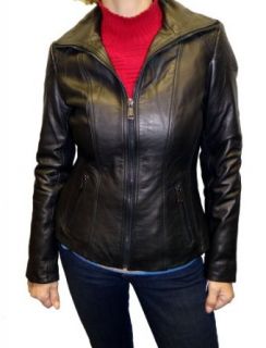 London Fog Women's Scuba Leather Jacket Black M