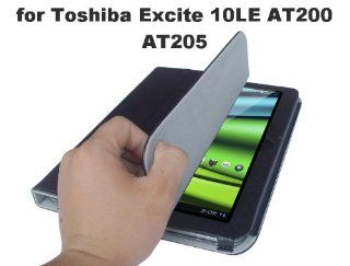 Toshiba Excite 10LE (AT205/AT200) 10.1" Tablet Custom Fit Portfolio Leather Case Cover with Built In Stand  Black: Computers & Accessories