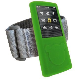 iGadgitz Green Silicone Skin Case Cover & Sports Gym Jogging Armband for Sony Walkman NWZ E450 Series + Screen Protector (NWZ E450, NWZ E453, NWZ E454, NWZ E455)   Players & Accessories