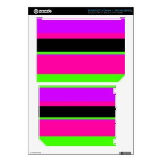 Pink/Purple/Green Neon Stripes Skin For The Wii