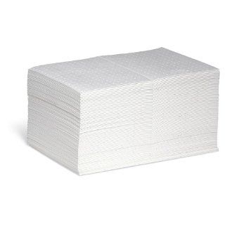 New Pig MAT455 Polypropylene Oil Only Absorbent Mat Pad, 18 Gallon Absorbency, 20" Length x 15" Width, White (Bag of 100): Science Lab Spill Containment Supplies: Industrial & Scientific